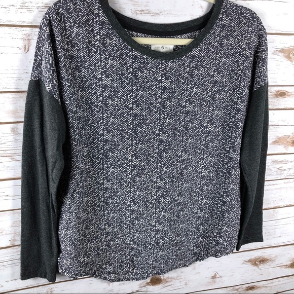 Lou & Grey gray white abstract long sleeve top - Picture 2 of 8